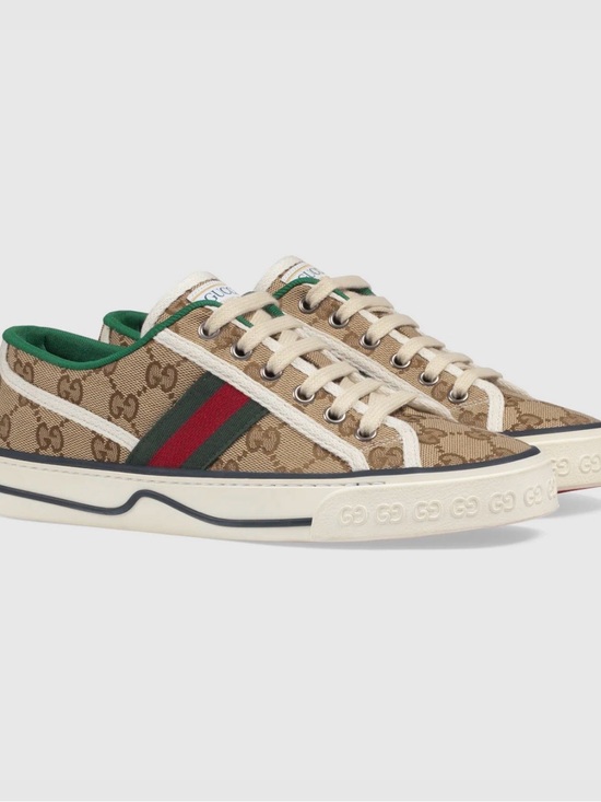 Gucci Other - Gucci Tan GG Supreme Low-Top Sneaker with Green-Red